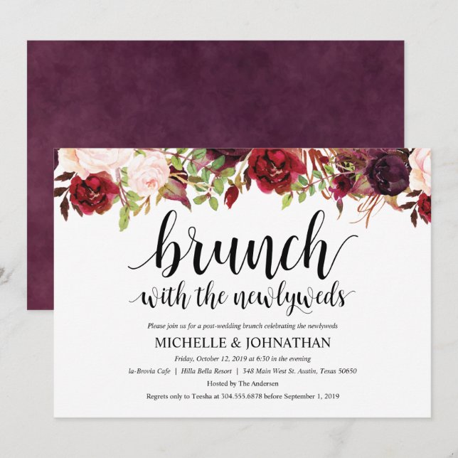 Invitation rustique de brunch de mariage de (Devant / Derrière)