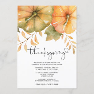 Invitation rustique de dîner de thanksgiving