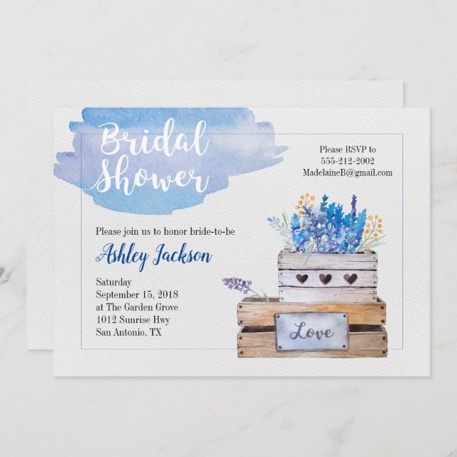 Invitation Rustique de douche nuptiale (Devant / Derrière)