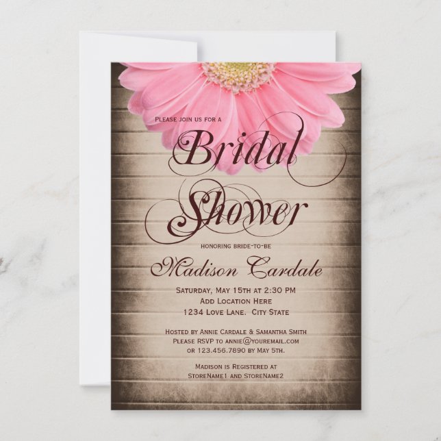 Invitation rustique de Fête de la mariée de (Devant)