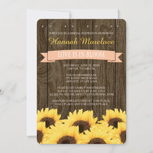 INVITATION RUSTIQUE DE FÊTE DE LA MARIÉE DE (Devant)