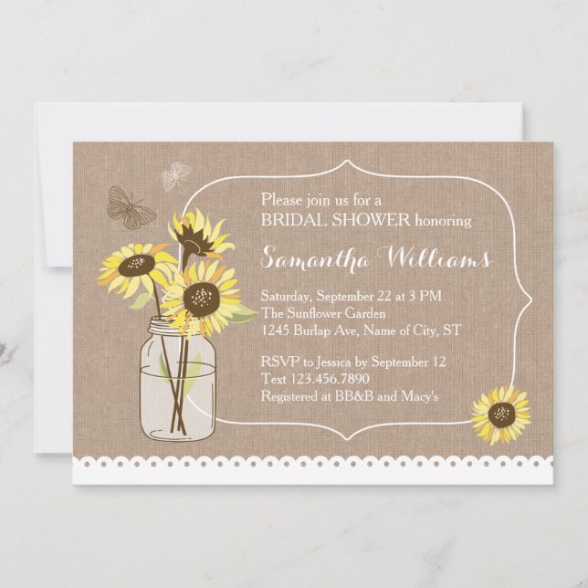 Invitation rustique de Fête de la mariée de (Devant)