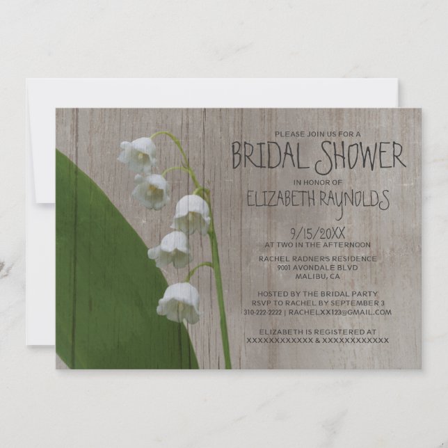 Invitation rustique de Fête de la mariée du muguet (Devant)