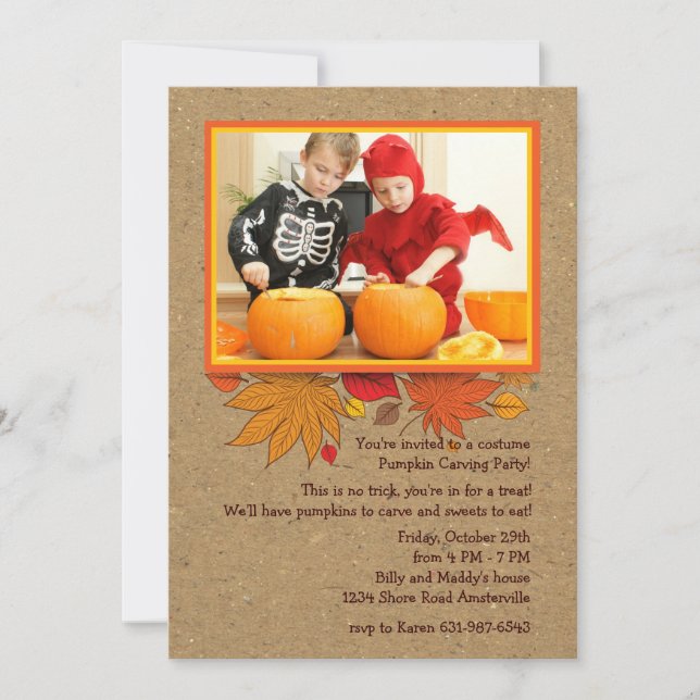 Invitation rustique de Halloween de photo (Devant)