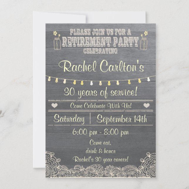 Invitation rustique de partie de retraite de pot (Devant)