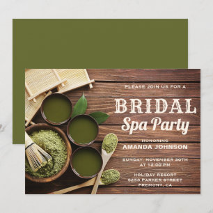 Invitation rustique de partie de spa de vert de