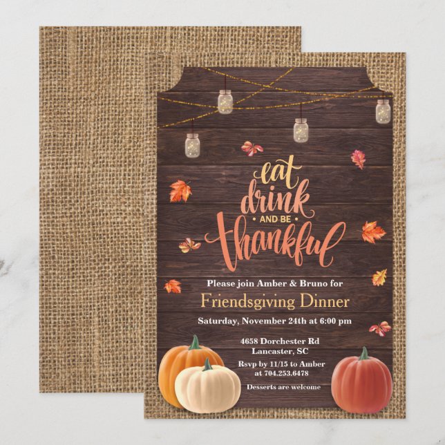 Invitation rustique de pendaison de crémaillère po (Devant / Derrière)