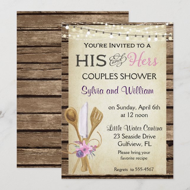 Invitation Rustique de ses couples avec douche nup (Devant / Derrière)