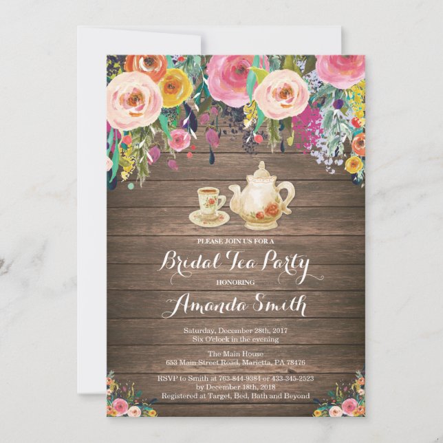 Invitation rustique de thé de Fête de la mariée (Devant)