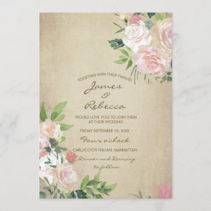 Invitation rustique de wedding shower de rose
