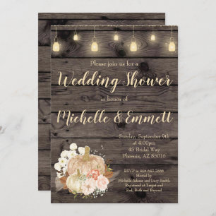 Invitation rustique de wedding shower d'or de