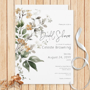 Invitation Rustique Delicate Tan Fall Fleur sauvage Fête des