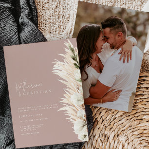 Invitation Rustique Dusty Rose moderne Mariage photo