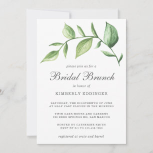 Invitation Rustique Elégant aquarelle verdure Brunch nuptial