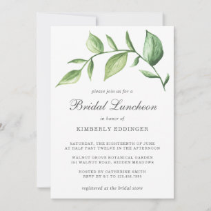 Invitation Rustique Elégant aquarelle verdure Déjeuner nuptia