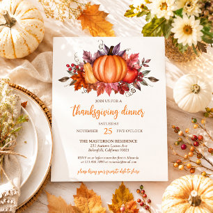 Invitation Rustique Élégant Citrouille Feuilles d'Automne Act