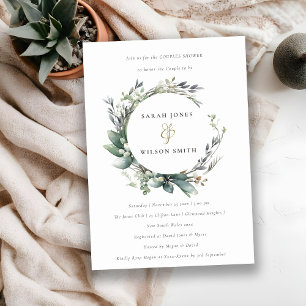 Invitation Rustique Élégant feuillage vert Wreath Couples Dou