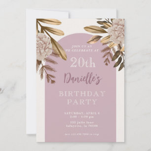 Invitation Rustique Elégant Floral 20e anniversaire Invitatio