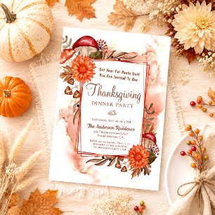 Invitation Rustique Élégant Floral Feuilles d'Automne Action