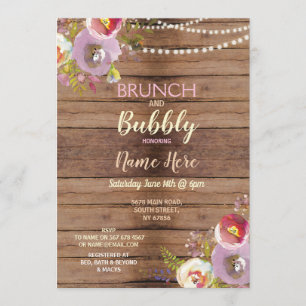 Invitation rustique en bois de brunch et de Fête
