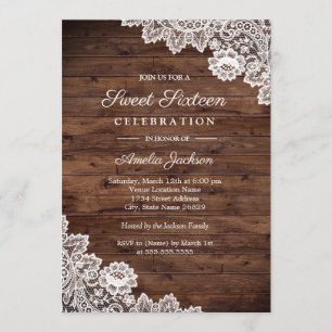 Invitation Rustique en Bois Dentelle pour un Sweet