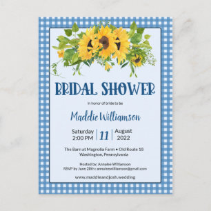 Invitation Rustique En vichy Sunflowers