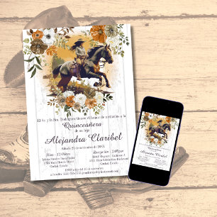 Invitation Rustique Espagnole Quinceañera Mes Quinze Ans Cowg
