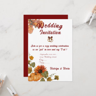 Invitation Rustique et cosy Mariage d'automne