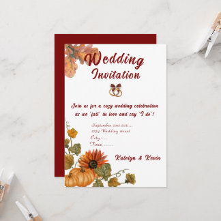 Invitation Rustique et cosy Mariage d'automne