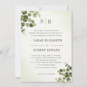 Invitation Rustique Eucalyptus Feuille Dîner de répétition bu