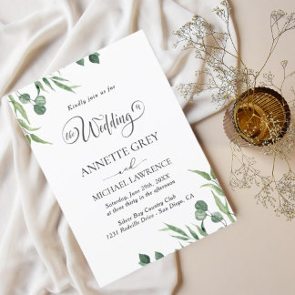 Invitation Rustique Eucalyptus Feuille mariage de verdure Inv