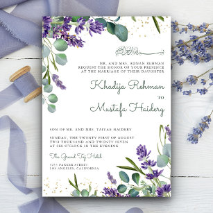 Invitation Rustique Eucalyptus Lavender Floral Mariage islami
