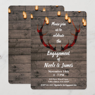 Invitation Rustique Fête de Fiançailles à carreaux de Buffalo