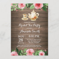 Invitation Rustique Fête des mariées Tea Party