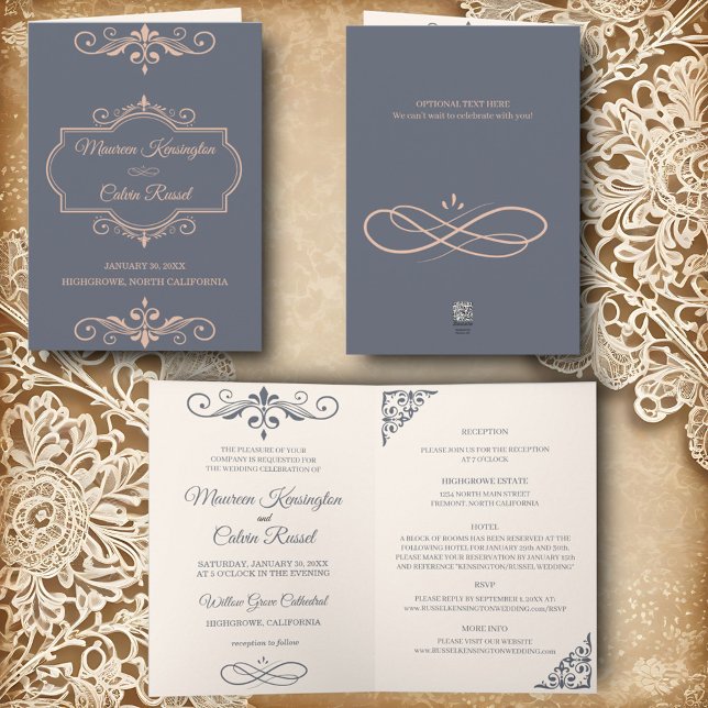 Invitation Rustique Filigree, Mariage (Créateur téléchargé)