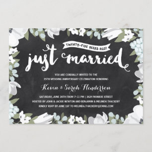 Invitation Rustique Floral 25e anniversaire de mariage