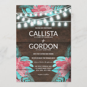 Invitation Rustique Floral Bois Mason Lumière Mariage