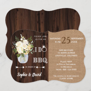 Invitation Rustique Floral Burlap Vieux grange I DO Barbecue