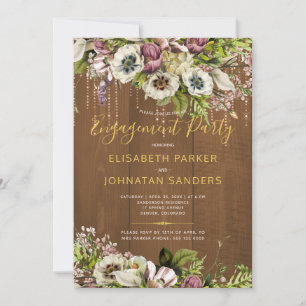 Invitation Rustique floral chic grange bois automne fiançaill