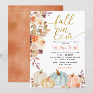 Invitation Rustique Floral Citrouille Douche nupti