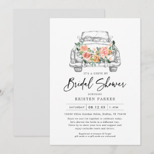 Invitation Rustique Floral Drive-By Bridal Shower