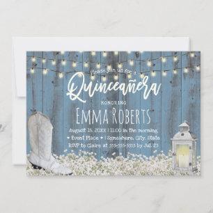 Invitation Rustique Floral Dusty Blue Quinceanera 15e anniver