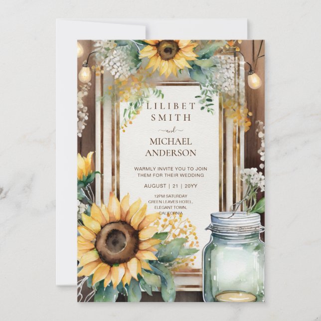 Invitation Rustique Floral Mariage Anniversaire Douche Retrai (Devant)
