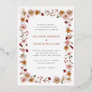 Invitation Rustique Floral Mariage Foil