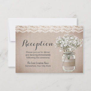 Invitation Rustique Floral Mason Jar Réception Vintage Burlap