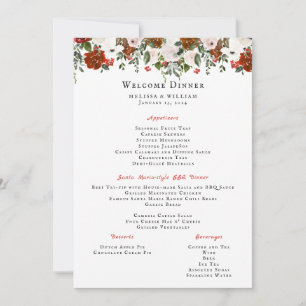 Invitation Rustique Floral Menu de mariage bohème botanique
