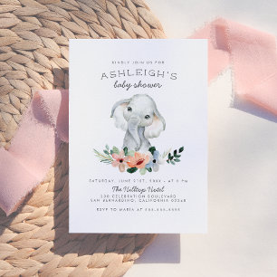Invitation Rustique Floral mignon rose fille Baby shower élép