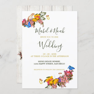 Invitation Rustique Floral Protea Cockatoo Mariage durable