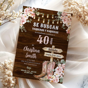Invitation Rustique Floral Se Buscan Adulte Femme Anniversair