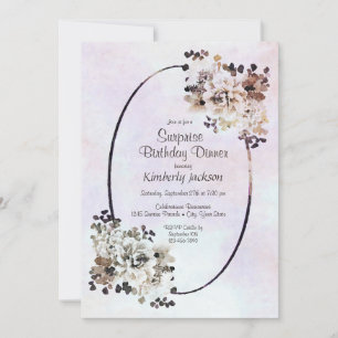 Invitation Rustique Floral Surprise Anniversaire Dîner